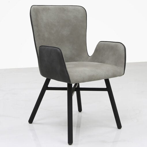 Axel Grey Dining Chair With Suede Style Upholstery And Cushioned Back