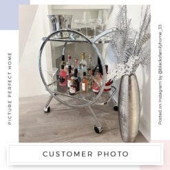 Bailey Drinks Trolley With Circular Chrome Frame And A Mirrored Shelf