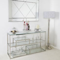 Bailey Stainless Steel 3 Tier Console Table With Glass Shelves