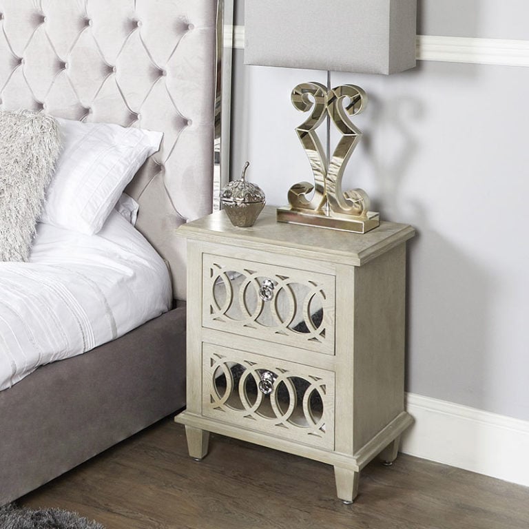 Bayside Mirrored Hampton Style 2 Drawer Bedside Cabinet Table | Picture ...