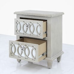 Bayside Mirrored Hampton Style 2 Drawer Bedside Cabinet Table