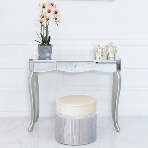 Amelia Mirrored Silver 1 Drawer Console Dressing Table