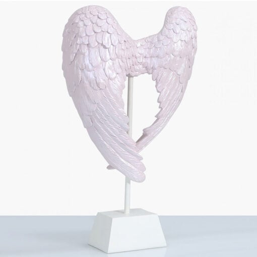Blush Pink Angel Wing Decoration Sculpture Ornament On Stand