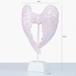Blush Pink Angel Wing Decoration Sculpture Ornament On Stand