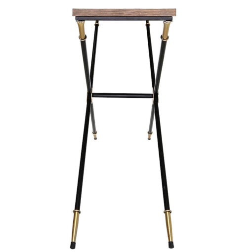 Byron Console Table With A Black And Gold Frame And Wood And Glass Top