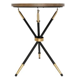 Byron End Table With A Black And Gold Frame And Wood And Glass Top