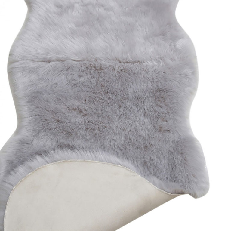 Double Grey Pelt Faux Fur Sheepskin Rug (65×200) Picture Perfect Home