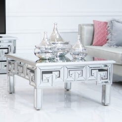 Eleos Mirrored Coffee Lounge Table With A Geometric Vector Design