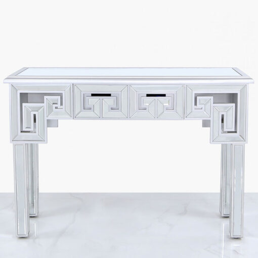 Eleos Mirrored Console Dressing Table With A Geometric Vector Design
