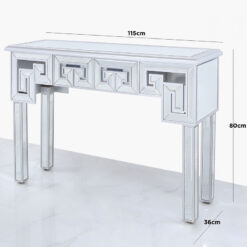 Eleos Mirrored Console Dressing Table With A Geometric Vector Design