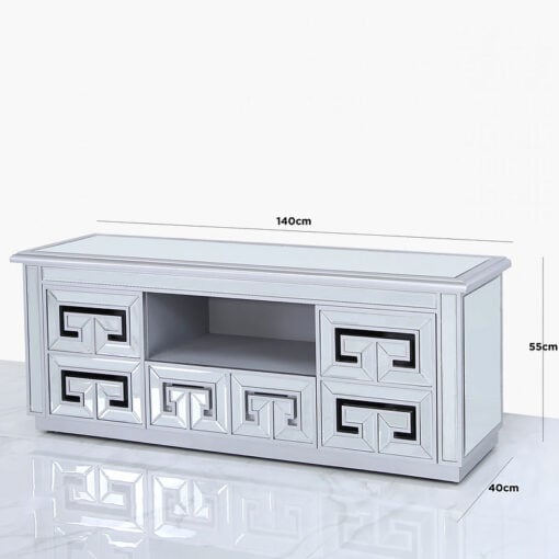 Eleos Mirrored Entertainment Unit TV Cabinet With A Geometric Design