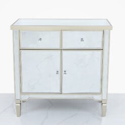 Georgia Champagne Luxe Mirrored 2 Drawer 2 Door Cabinet Sideboard