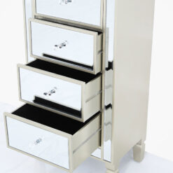 Georgia Champagne Luxe Mirrored 5 Drawer Cabinet Chest Of Drawers