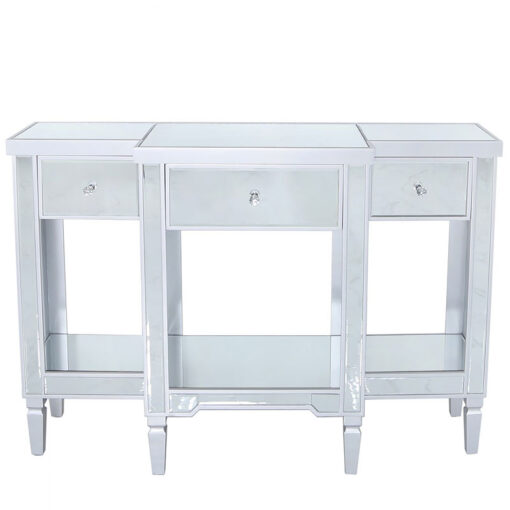 Georgia Silver Mirrored 3 Drawer Console Table Dressing Table