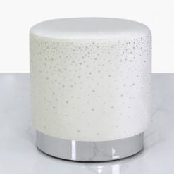 Ivory Round Stool With Velvet Fabric Adorned With Sparkling Diamantes