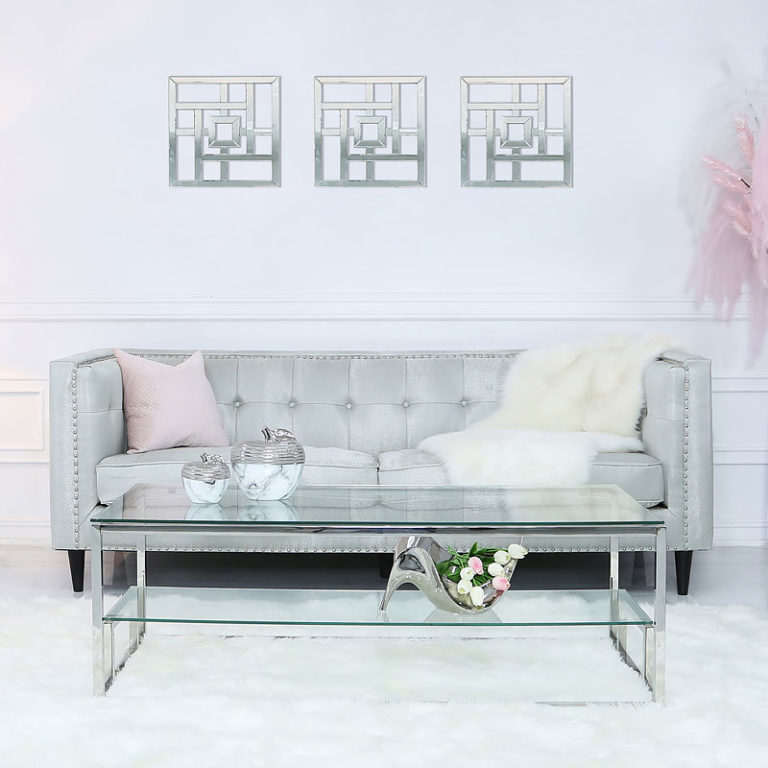 Madison White Small Geo Mirrored Wall Art 40cm Picture Perfect Home