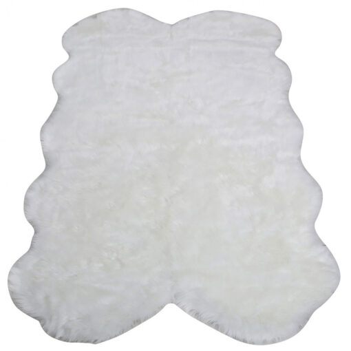 White Four Pelt Faux Fur Sheepskin Rug (130x200)