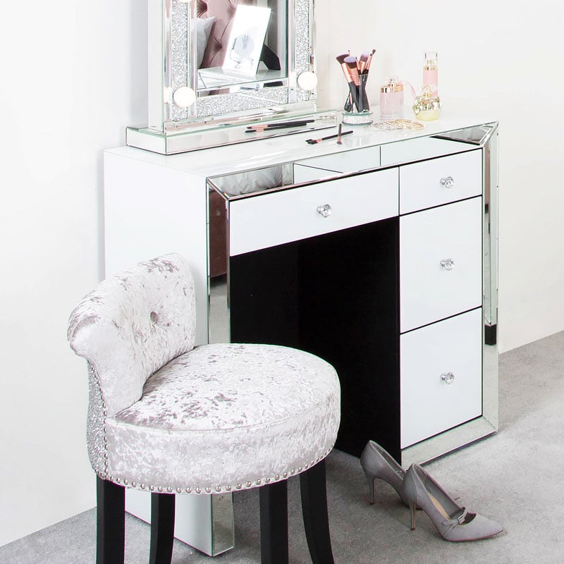 White Mirrored Dressing Table Off 73, White Mirrored 3 Drawer Dressing Table