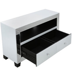 Arctic White Mirrored Glass TV Stand Entertainment Unit Cabinet