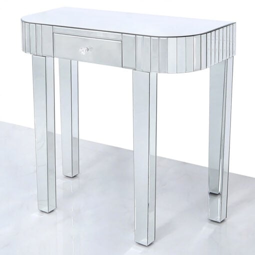 Classic Mirror 1 Drawer Mirrored Console Table With Tile Detail
