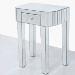Classic Mirror 1 Drawer Mirrored End Side Lamp Table With Tile Detail