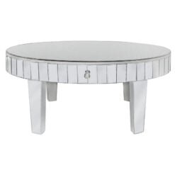 Classic Mirror Oval 1 Drawer Mirrored Coffee Table With Beveled Edge