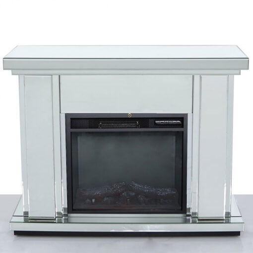 Classic Mirror Silver Mirrored Electric Fireplace Fire Surround