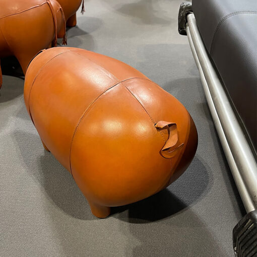 Genuine Handmade Leather Pig Character Animal Stool Footstool Seat