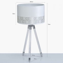 Hollywood Tripod Table Lamp With Acrylic Base And A White Velvet Shade