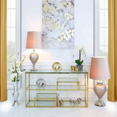 Bailey Gold Steel 3 Tier Console Table With Glass Shelves | Picture ...