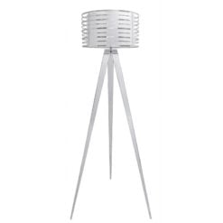 Chrome Hollywood Floor Lamp With White Metal Outer Drum Shade