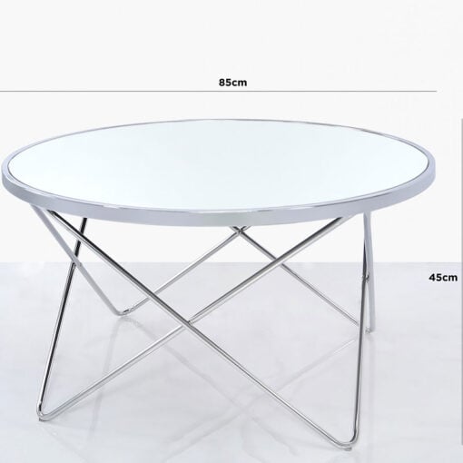 Colton Contemporary Chrome Coffee Lounge Table With Mirrored Table Top