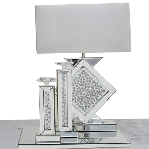 Floating Crystal Diamond Shape Mirrored Table Lamp