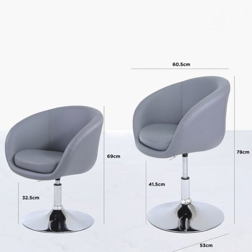 Grey Deeply Padded Chrome And Faux Leather Swivel Chair