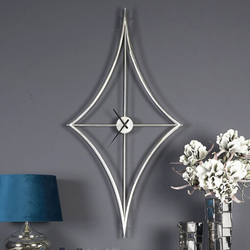 Large 155cm Silver Diamond Shape Wall Clock