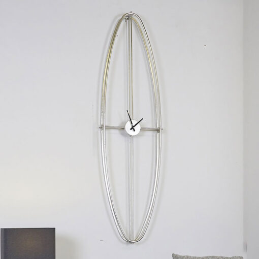 Large 164cm Silver Oval Shape Wall Clock