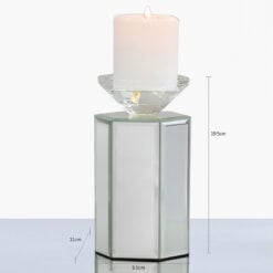 Medium 19cm Hexagon Mirrored Tealight Candle Holder