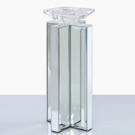 Medium 27cm X Shape Mirrored Pillar Tealight Candle Holder