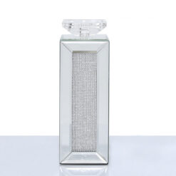Medium 29cm Diamond Glitz Mirrored Pillar Tealight Candle Holder