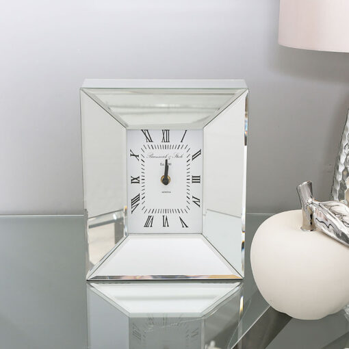 Mirrored Box Table Mantle Clock With A Cube Design