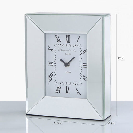 Mirrored Box Table Mantle Clock With A Cube Design