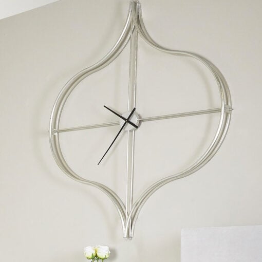 Moresque Silver Moroccan 138cm Wall Clock With An Ogee Design Frame