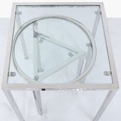 Set Of 3 Stainless Steel And Glass End Tables In 3 Geometrical Shapes