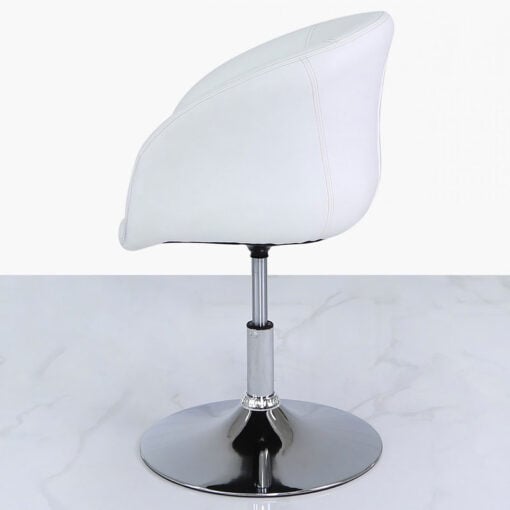 White Deeply Padded Chrome And Faux Leather Swivel Chair