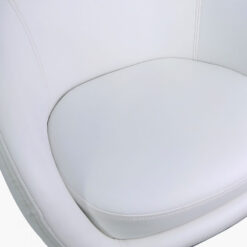 White Deeply Padded Chrome And Faux Leather Swivel Chair