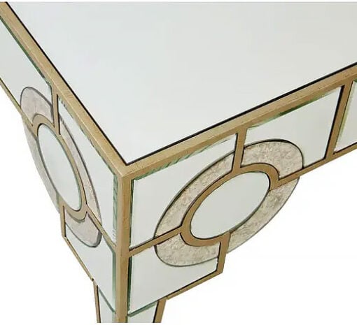 Venice Antique Mirrored Coffee Table With Geometric Circle Design