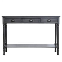Arabella Grey Wood Large 3 Drawer Console Table Hallway Table