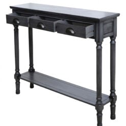 Arabella Grey Wood Medium 3 Drawer Console Table Hallway Table