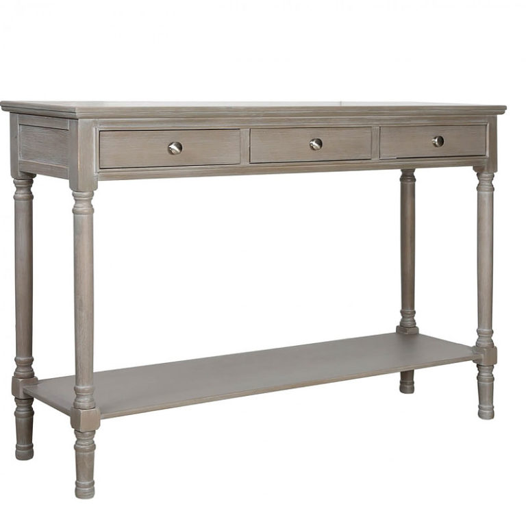 Arabella Taupe Wood Large 3 Drawer Console Table Hallway Table ...