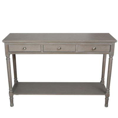 Arabella Taupe Wood Large 3 Drawer Console Table Hallway Table ...